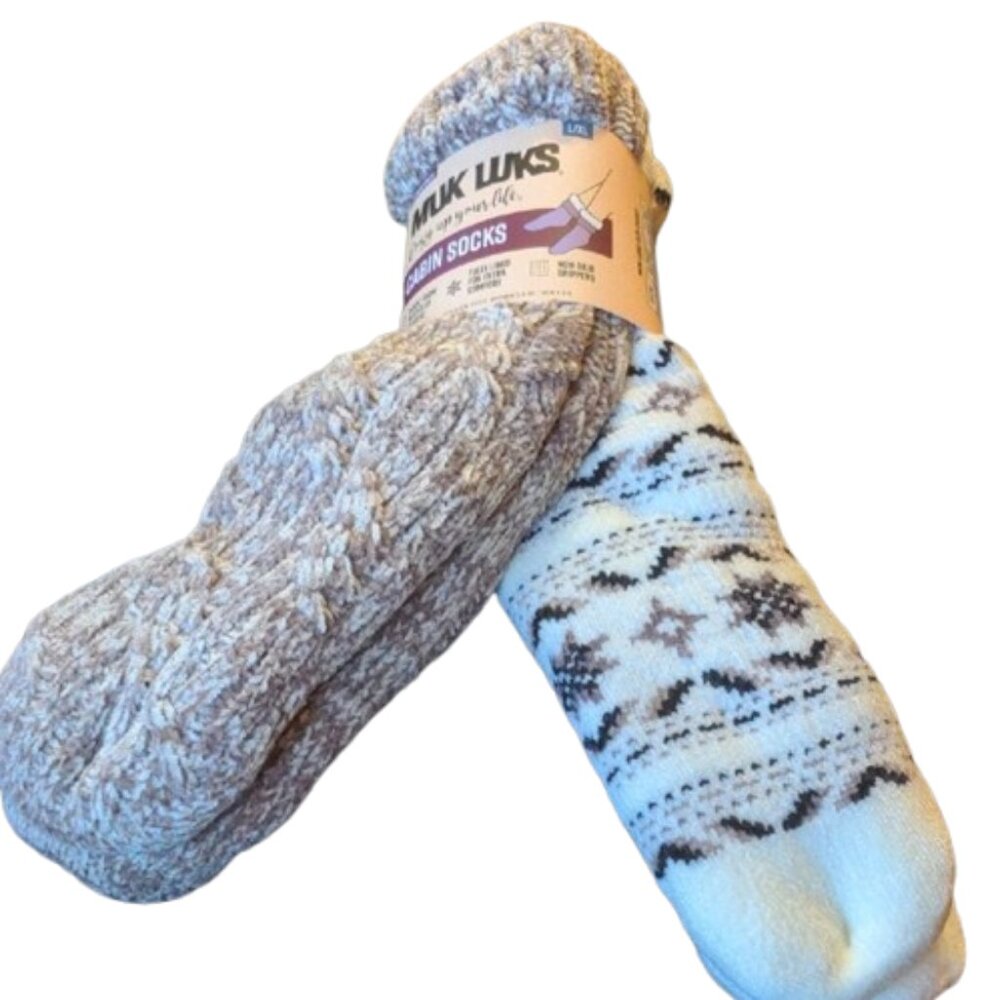 Muk Luks Men's Cabin Socks - Brown and Cream